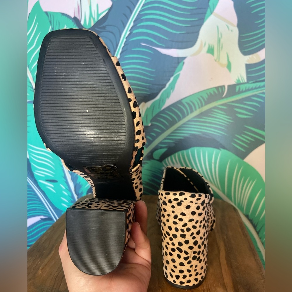 Qupid Cheetah Print Mules With Triangle Heel - image 4